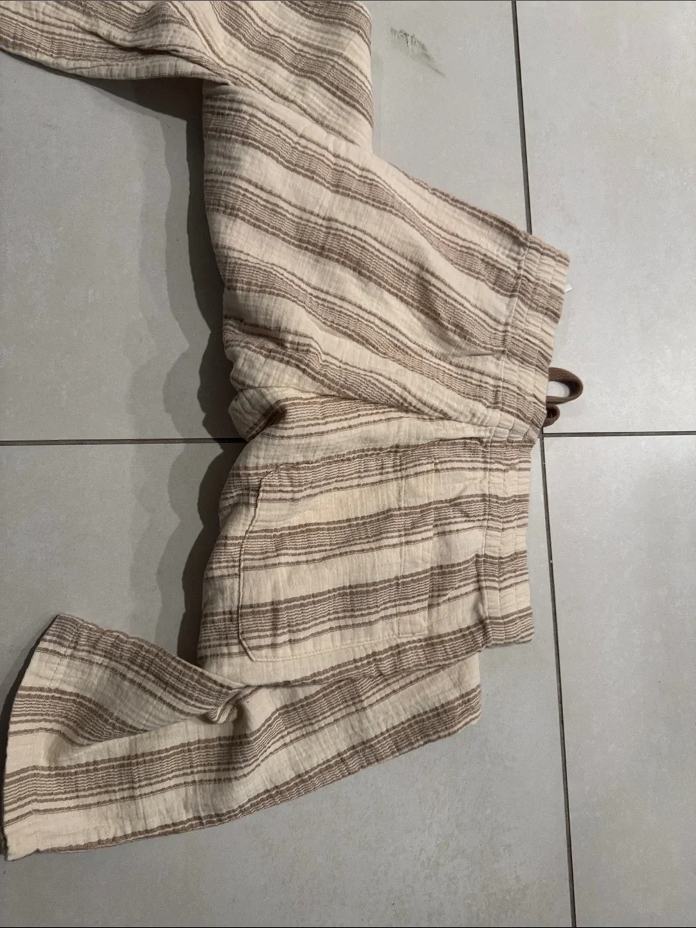 Zara Cream Striped Drawstring Joggers